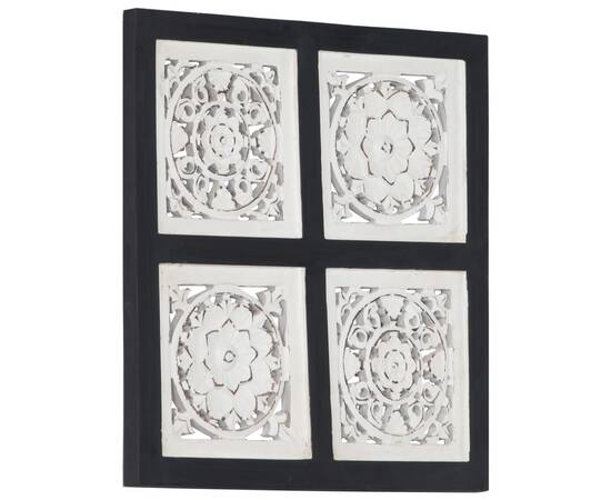 Panouri perete sculptate manual, negru/alb, 40x40x1,5 cm, mdf, 8 image