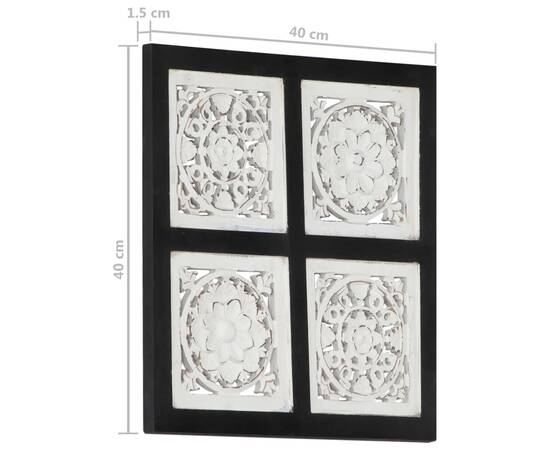 Panouri perete sculptate manual, negru/alb, 40x40x1,5 cm, mdf, 7 image