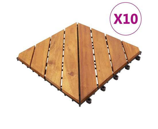 Plăci pardoseală, 10 buc., 30x30 cm, lemn masiv de acacia