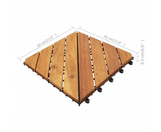 Plăci pardoseală, 10 buc., 30x30 cm, lemn masiv de acacia, 6 image
