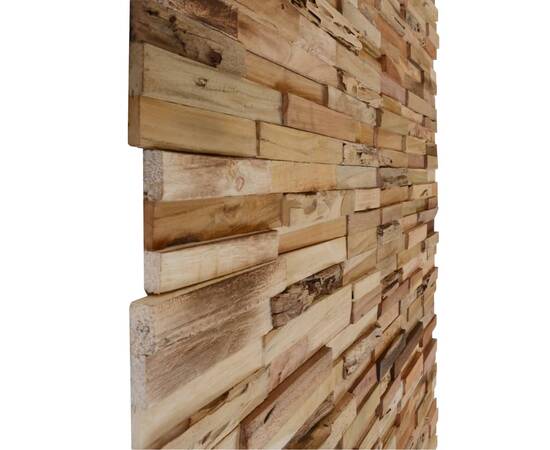 Panouri placare pereți, 10 buc., 1,03 m², lemn de tec reciclat, 3 image