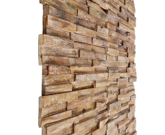 Panouri placare pereți 3d, 10 buc., 1,01 m², lemn masiv de tec, 3 image
