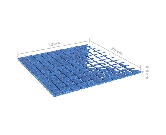 Plăci mozaic, 11 buc., albastru, 30x30 cm, sticlă, 6 image