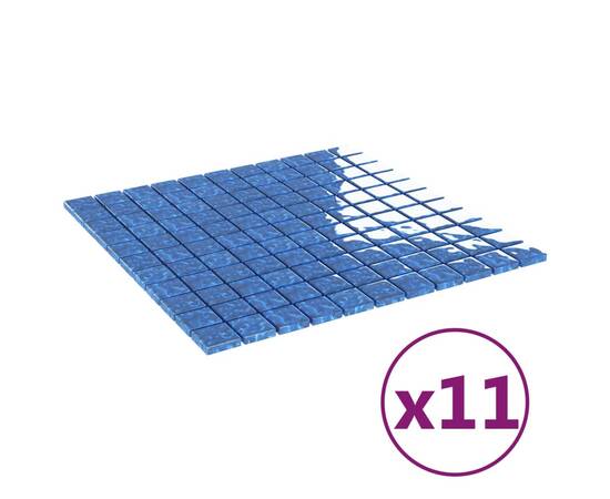 Plăci mozaic, 11 buc., albastru, 30x30 cm, sticlă, 2 image