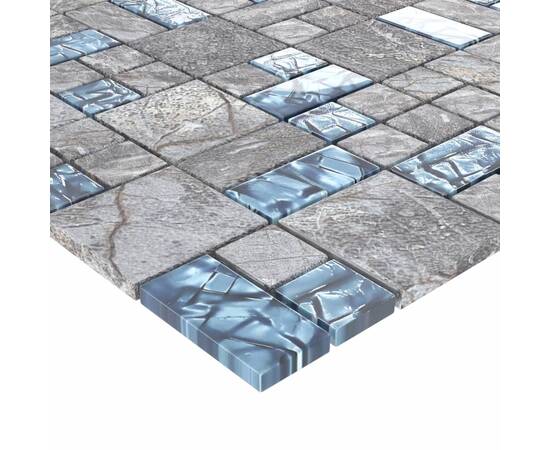 Plăci mozaic, 22 buc., gri și albastru, 30x30 cm, sticlă, 5 image