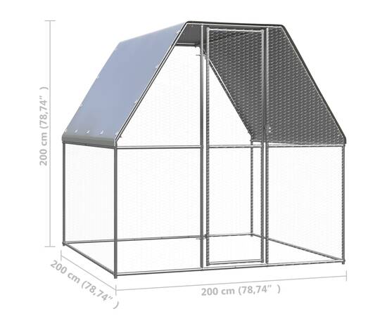 Coteț de exterior pentru păsări, 2x2x2 m, oțel galvanizat, 5 image