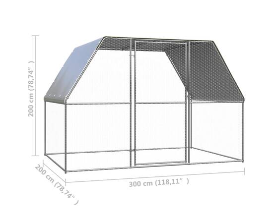 Coteț de păsări pentru exterior, 3x2x2 m, oțel galvanizat, 5 image