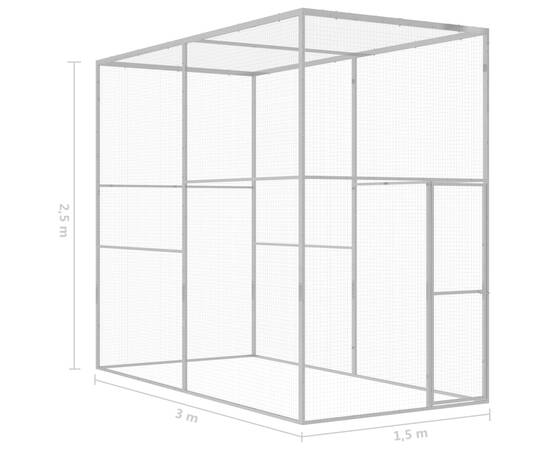 Cușcă pentru pisici, 3 x 1,5 x 2,5 m, oțel galvanizat, 5 image