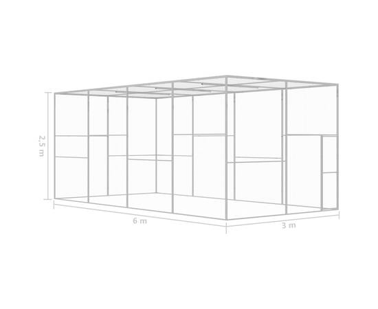 Cușcă pentru pisici, 6 x 3 x 2,5 m, oțel galvanizat, 5 image