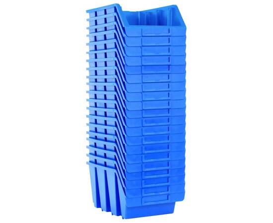 Cutii de depozitare stivuibile, 20 buc., albastru, plastic, 2 image