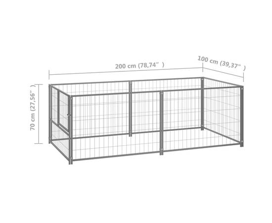 Padoc pentru câini, argintiu, 200x100x70 cm, oțel, 5 image