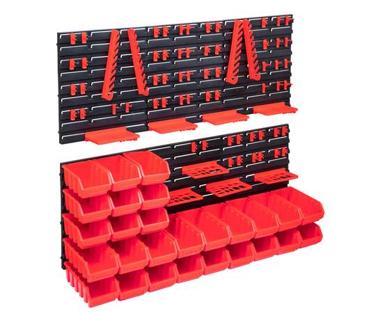 Set cutii depozitare 103 piese cu panouri de perete, roșu&negru