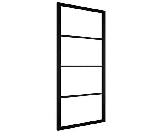 Ușă glisantă, negru, 90x205 cm, aluminiu și sticlă esg, 2 image