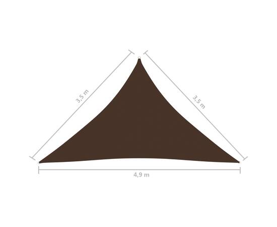 Parasolar, maro, 3,5x3,5x4,9 m, țesătură oxford, triunghiular, 6 image