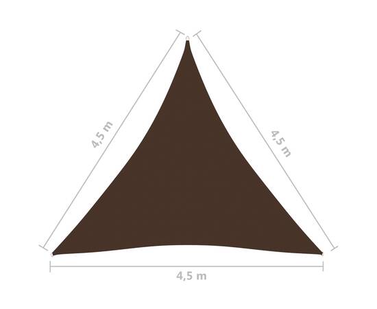 Parasolar, maro, 4,5x4,5x4,5 m, țesătură oxford, triunghiular, 6 image