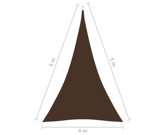 Parasolar, maro, 4x5x5 m, țesătură oxford, triunghiular, 6 image