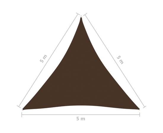 Parasolar, maro, 5x5x5 m, țesătură oxford, triunghiular, 6 image