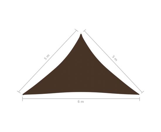 Parasolar, maro, 5x5x6 m, țesătură oxford, triunghiular, 6 image