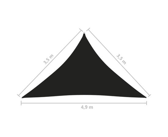 Parasolar, negru, 3,5x3,5x4,9 m, țesătură oxford, triunghiular, 6 image