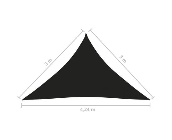 Parasolar, negru, 3x3x4,24 m, țesătură oxford, triunghiular, 6 image