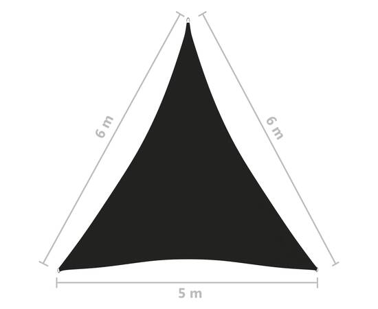 Parasolar, negru, 5x6x6 m, țesătură oxford, triunghiular, 6 image