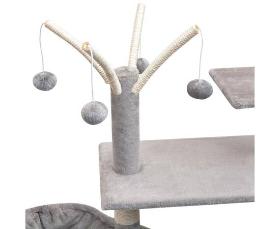 Ansamblu pentru pisici cu funie de sisal, 125 cm, gri, 4 image