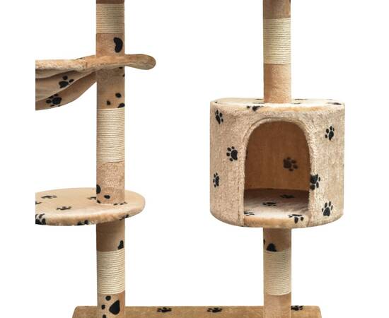 Ansamblu pisici, funie de sisal, 125 cm, imprimeu lăbuțe, bej, 3 image