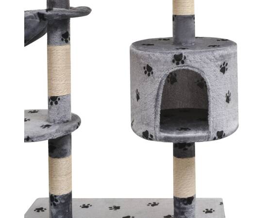 Ansamblu pisici, funie de sisal, 125 cm, imprimeu lăbuțe, gri, 3 image