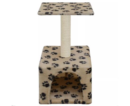 Ansamblu pisici, stâlp funie sisal, bej, 55 cm, imprimeu lăbuțe, 2 image