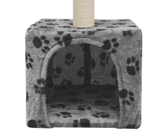 Ansamblu pisici, stâlp funie sisal, gri, 55 cm, imprimeu lăbuțe, 5 image