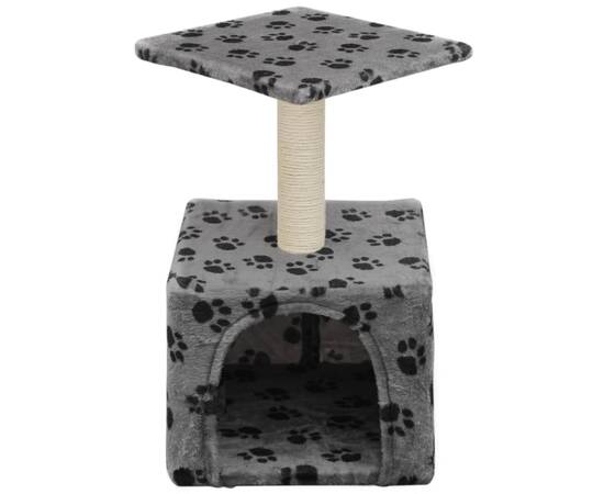 Ansamblu pisici, stâlp funie sisal, gri, 55 cm, imprimeu lăbuțe, 3 image