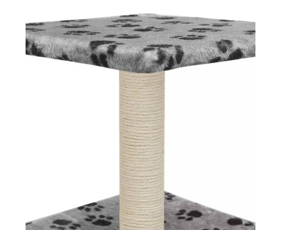 Ansamblu pisici, stâlp funie sisal, gri, 55 cm, imprimeu lăbuțe, 6 image