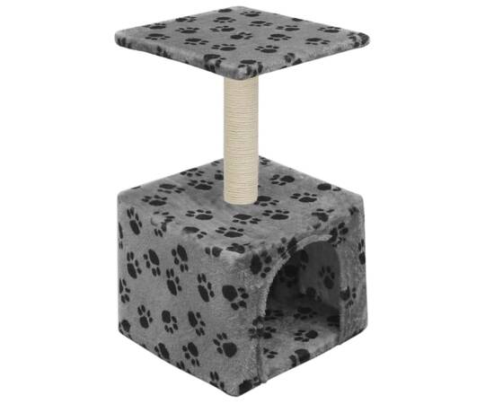 Ansamblu pisici, stâlp funie sisal, gri, 55 cm, imprimeu lăbuțe, 4 image