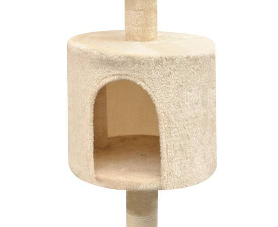 Ansamblu pisici, stâlpi cu funie de sisal, 125 cm, bej, 3 image
