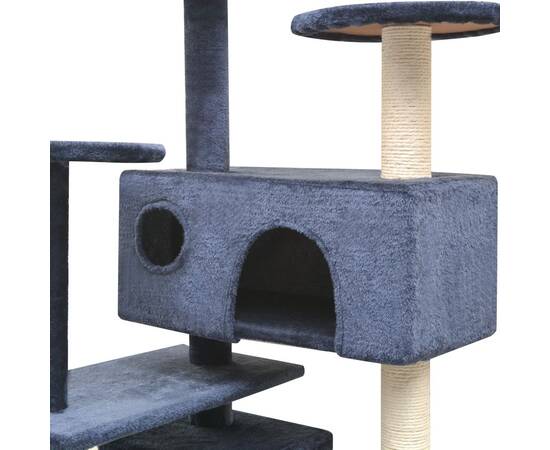 Ansamblu pisici, stâlpi cu funie sisal, 125 cm, albastru închis, 3 image