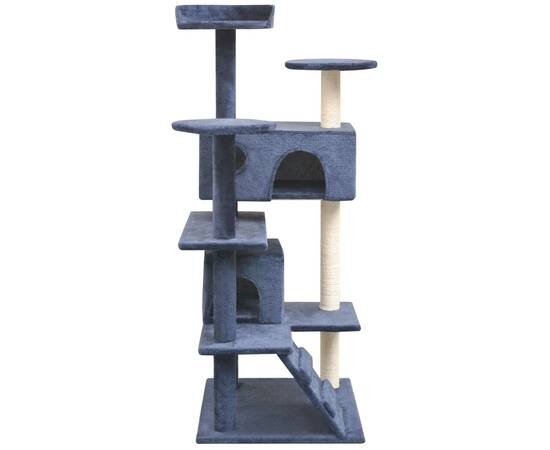 Ansamblu pisici, stâlpi cu funie sisal, 125 cm, albastru închis, 2 image