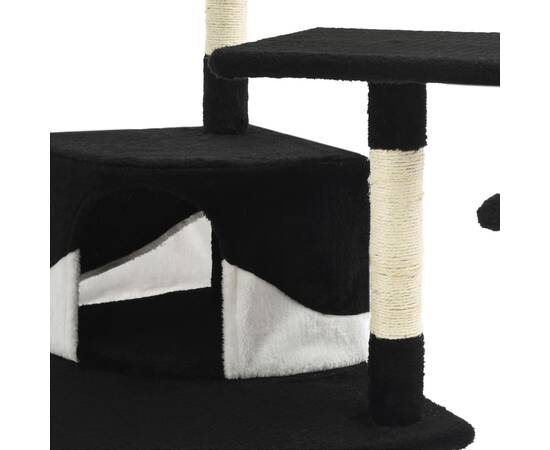 Ansamblu pisici, stâlpi din funie de sisal 203 cm negru și alb, 6 image