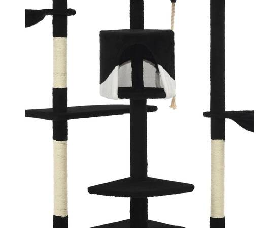 Ansamblu pisici, stâlpi din funie de sisal 203 cm negru și alb, 5 image