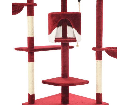 Ansamblu pisici, stâlpi din funie de sisal 203 cm roșu și alb, 5 image