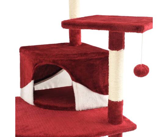 Ansamblu pisici, stâlpi din funie de sisal 203 cm roșu și alb, 6 image