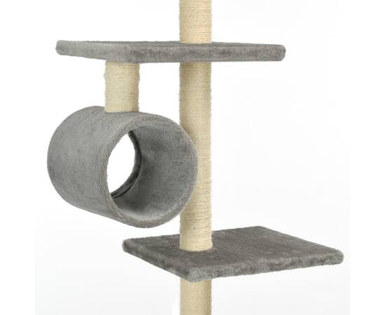 Ansamblu pisici, stâlpi funie sisal, 260 cm gri, 5 image