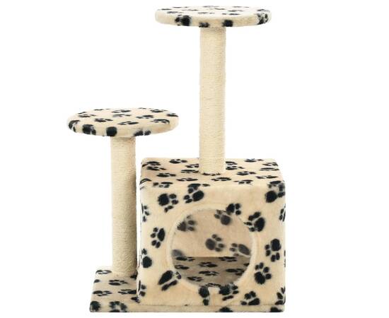 Ansamblu pisici, stâlpi funie sisal, 60cm, imprimeu lăbuțe, bej, 4 image