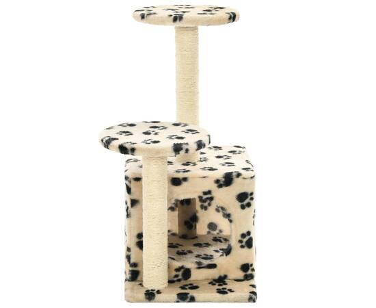 Ansamblu pisici, stâlpi funie sisal, 60cm, imprimeu lăbuțe, bej, 5 image