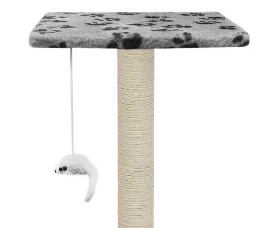 Ansamblu pisici, stâlpi funie sisal, 95 cm imprimeu lăbuțe gri, 7 image
