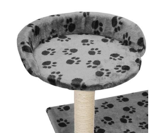 Ansamblu pisici, stâlpi funie sisal, 95 cm imprimeu lăbuțe gri, 6 image