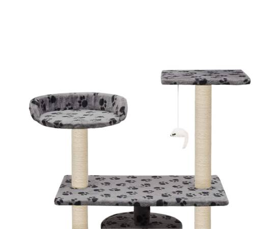 Ansamblu pisici, stâlpi funie sisal, 95 cm imprimeu lăbuțe gri, 5 image