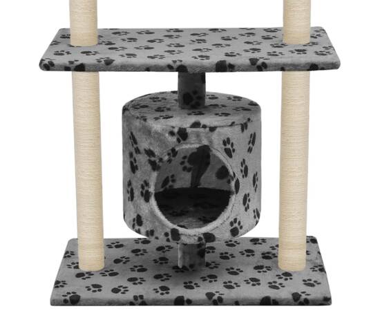 Ansamblu pisici, stâlpi funie sisal, 95 cm imprimeu lăbuțe gri, 4 image
