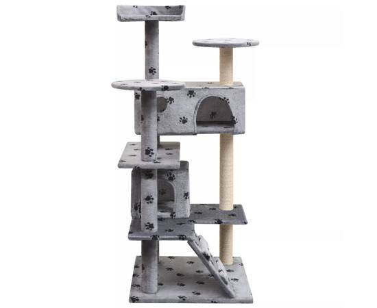 Ansamblu pisici cu funie de sisal, 125 cm, imprimeu lăbuțe, gri, 2 image