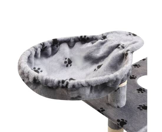 Ansamblu pisici cu funie de sisal, 150 cm, imprimeu lăbuțe, gri, 5 image