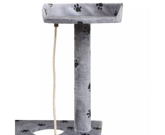 Ansamblu pisici cu funie de sisal, 150 cm, imprimeu lăbuțe, gri, 4 image